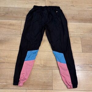 Ellesse Mens Colorblock Track Pants Black Blue Pink Nylon Joggers Size M